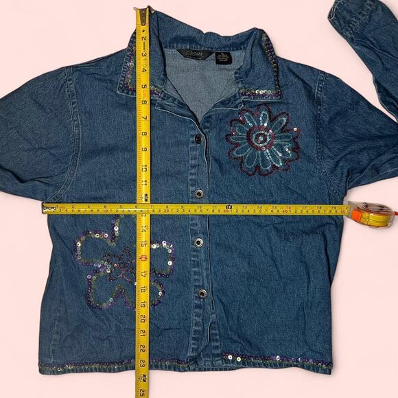 Vtg blue denim button up shirt - Picture 4 of 4